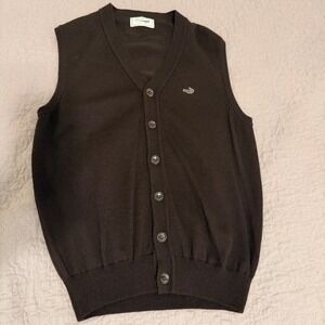 VTG CrocodileStandard Knit Button Front Cardigan Sweater Vest V-Neck Sz M Japan